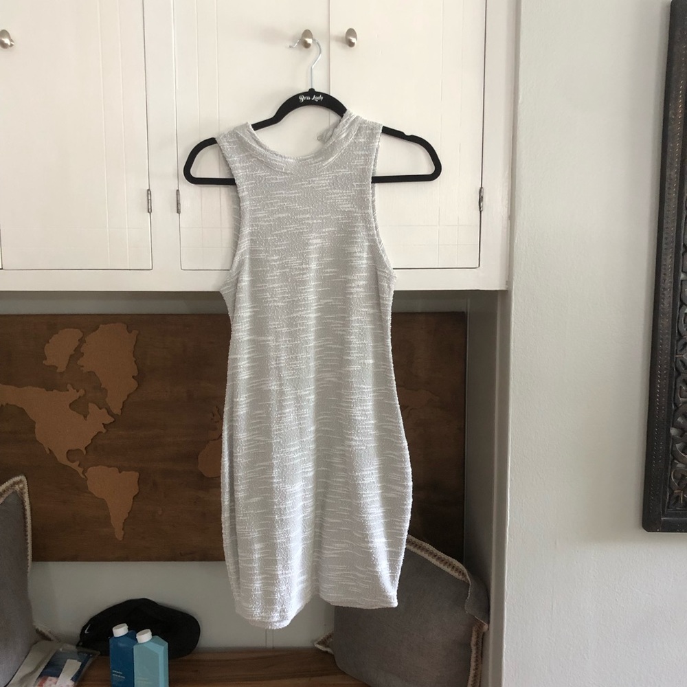 Gray fitted sweater dress